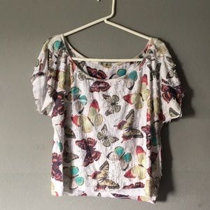 Butterfly layered short sleeve top